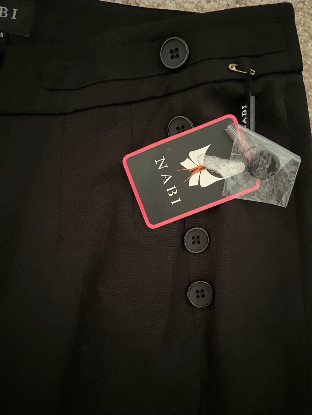 Nabi Black Flat Front Slacks Size Small A1 - Picture 4 of 5